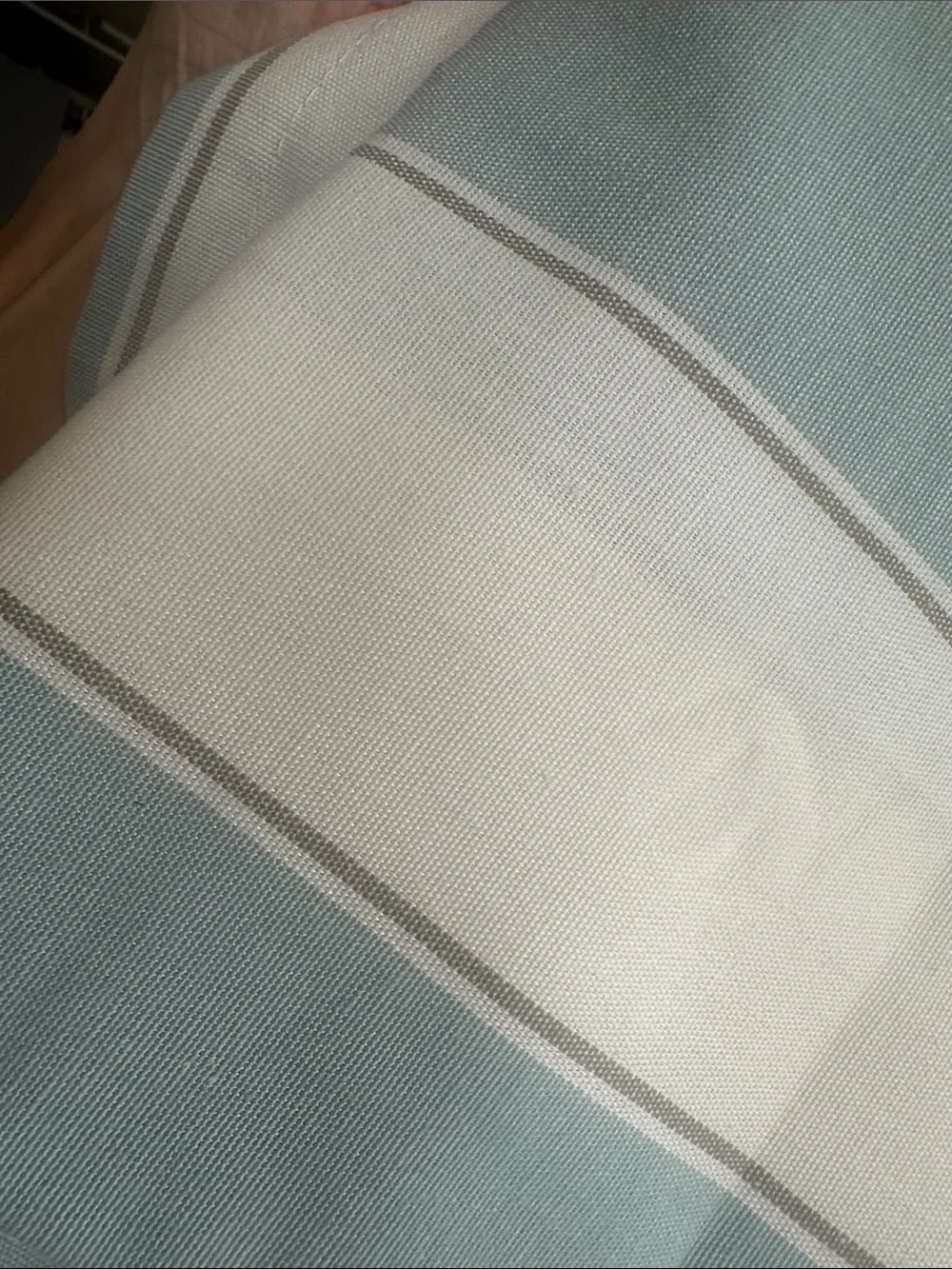 Pair Square Curtains Cotton blend Stripe Classy tone Cream Sage Green rod tunnel